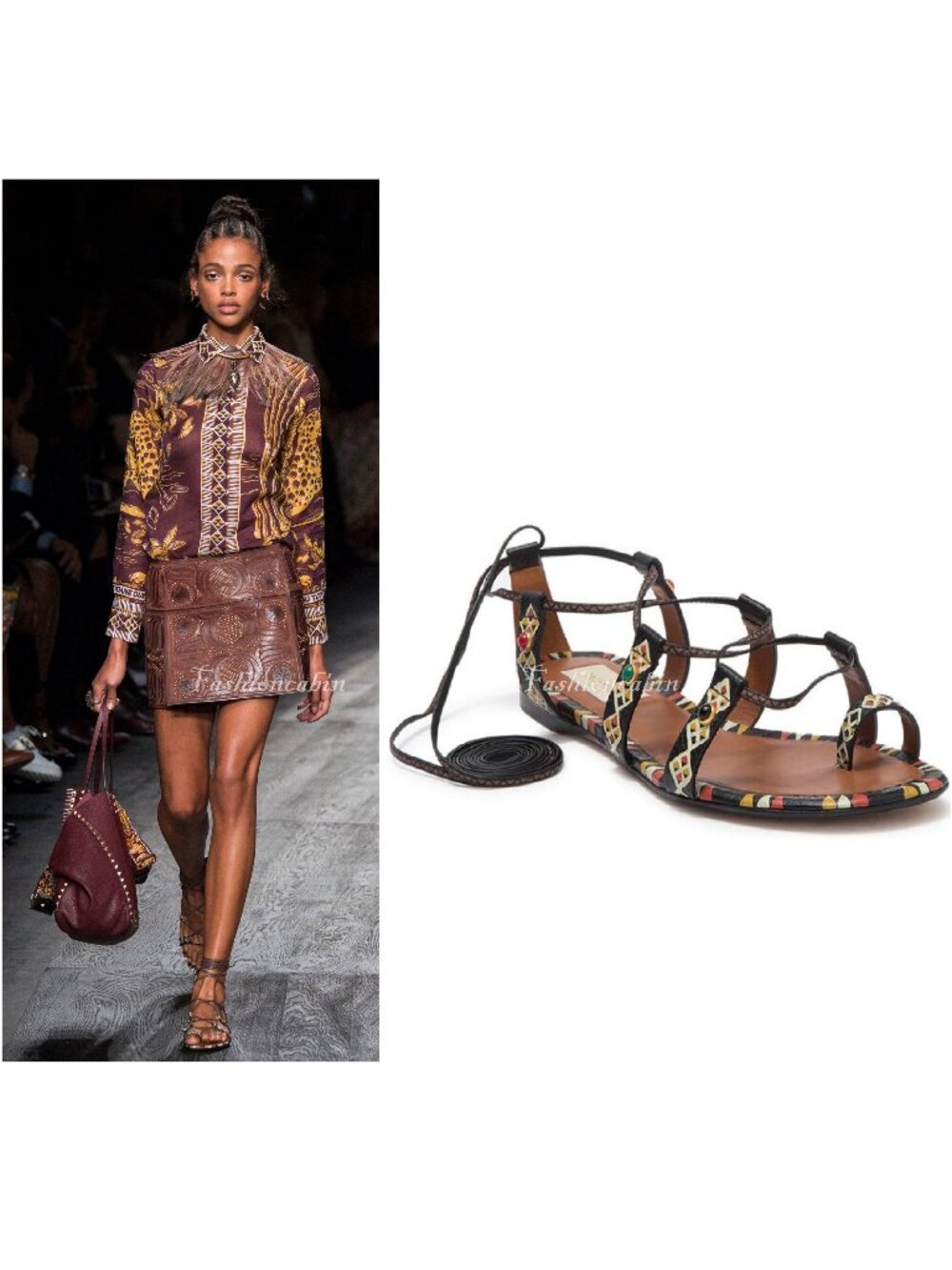 NEW VALENTINO GARAVANI Runway Sandal–Ankle Wrap Embellished Flat Gladiator Style